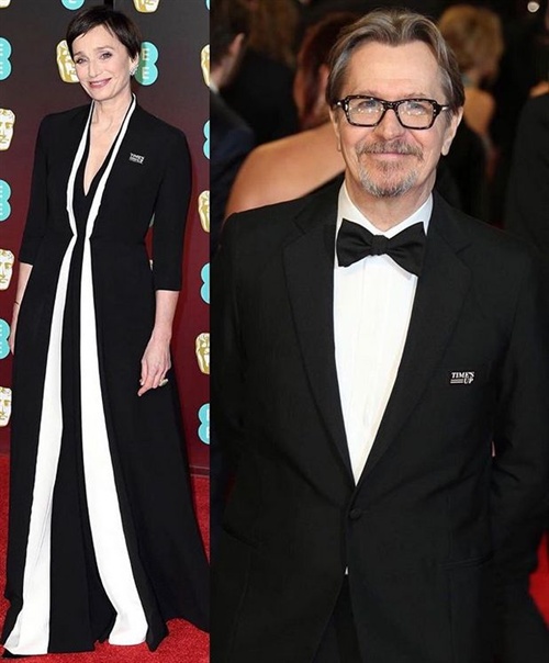 Darkest Hour actors Gary Oldman and Kristin Scott Thomas in Dior